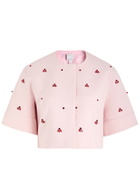 Huishan Zhang River Crystal-embellished Cropped Jacket Pink