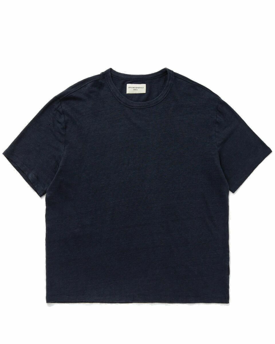 Photo: Officine Générale Ss Tee Piece Dyed French Linen Black - Mens - Shortsleeves
