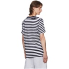 Acne Studios Navy and White Patch Striped T-Shirt
