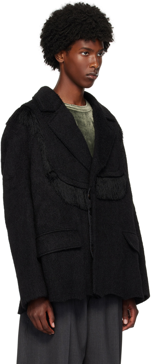 Andersson Bell Black Zibeline Shaggy Wool Coat Andersson Bell