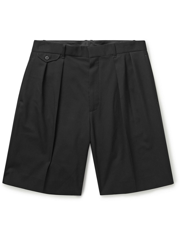 Photo: The Row - Gerhardt Pleated Stretch Cotton and Cashmere-Blend Twill Shorts - Black