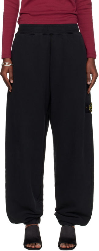 Photo: Stone Island Black 6200004 Brushed Organic Cotton Fleece Lounge Pants
