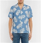 Sandro - Camp-Collar Printed Woven Shirt - Blue