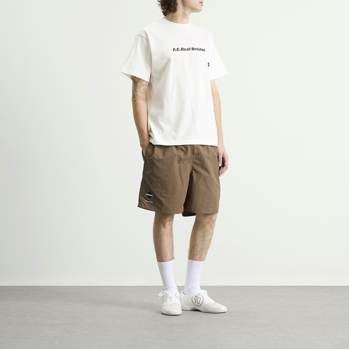 F.C. Real Bristol Men's Nylon Easy Shorts in Mocha F.C. Real Bristol