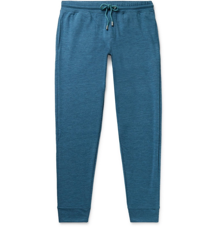 Photo: Orlebar Brown - Beagi Slim-Fit Tapered Mélange Wool-Blend Sweatpants - Blue