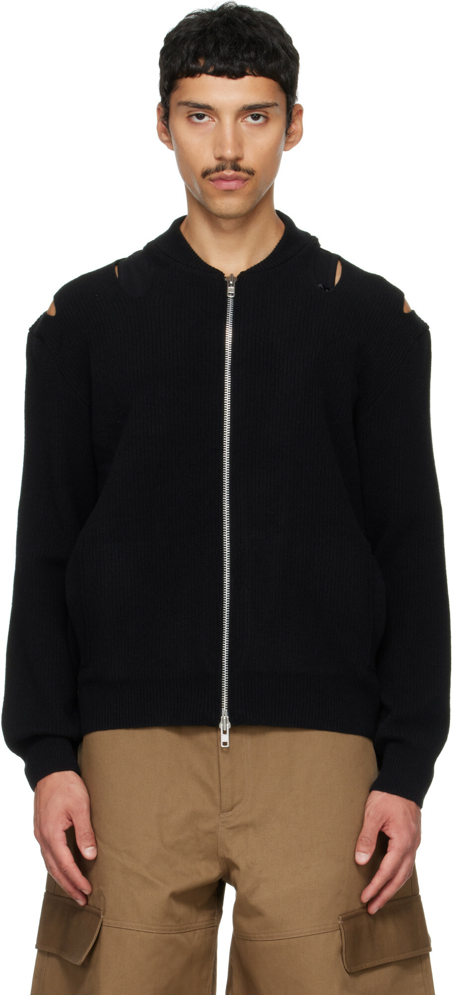 Simone Rocha Black Slash Zip Cardigan