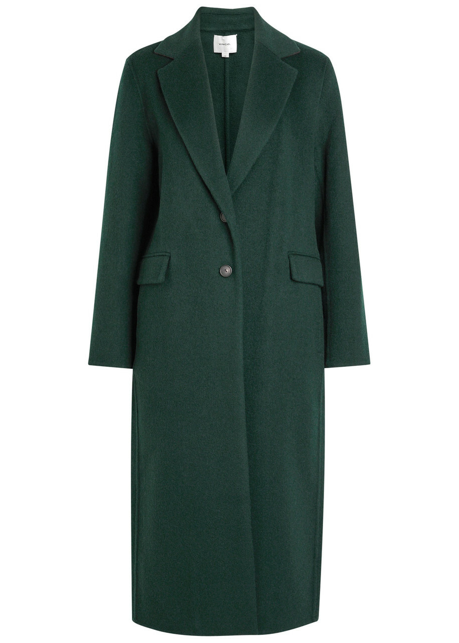 Vince Single Breasted Wool-blend Coat Green