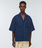 King & Tuckfield - Pinstripe cotton and linen bowling shirt