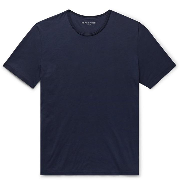 Photo: Derek Rose - Riley 1 Pima Cotton-Jersey T-Shirt - Blue