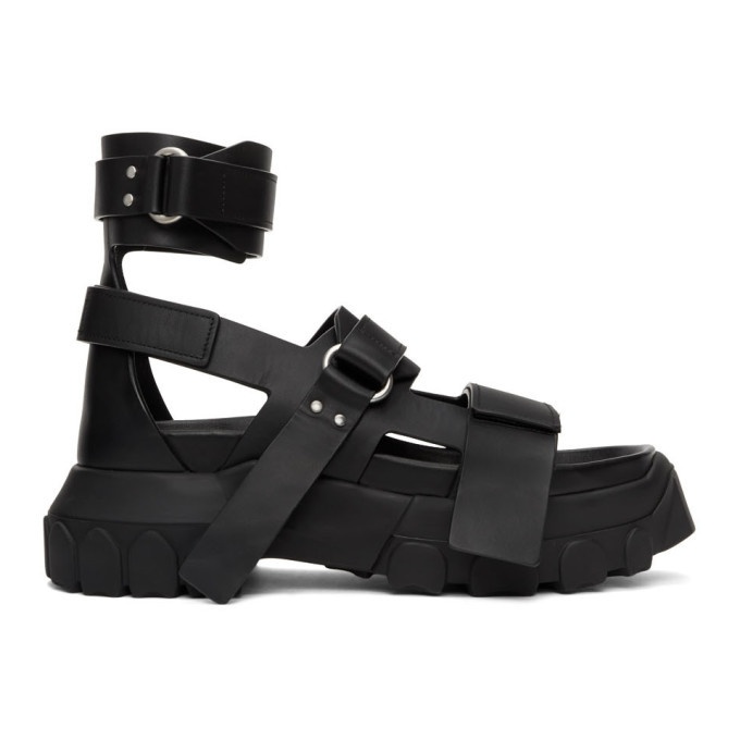 Photo: Rick Owens Black Ankle Strap Tractor Sandals