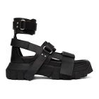 Rick Owens Black Ankle Strap Tractor Sandals