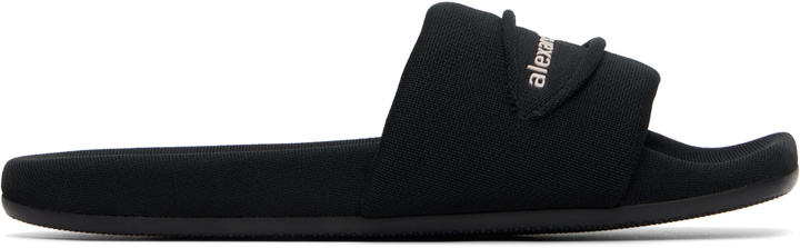Photo: Alexander Wang Black 'AW' Slash Knit Pool Slides