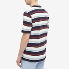 Armor-Lux Men's Jacquard Multi Stripe T-Shirt in Navy/Milk/Cranberry