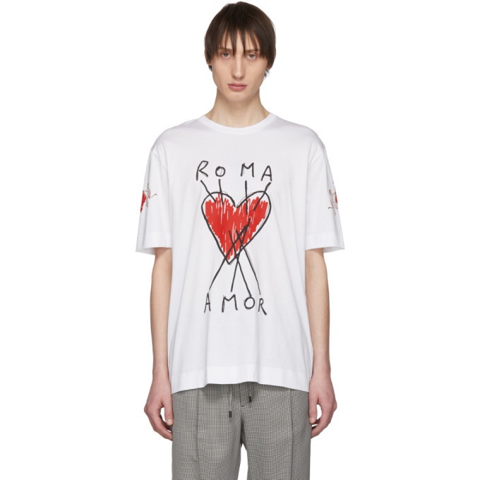Photo: Fendi White Roma Amor Heart T-Shirt