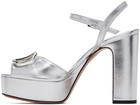 Valentino Garavani Silver Logo Heeled Sandals