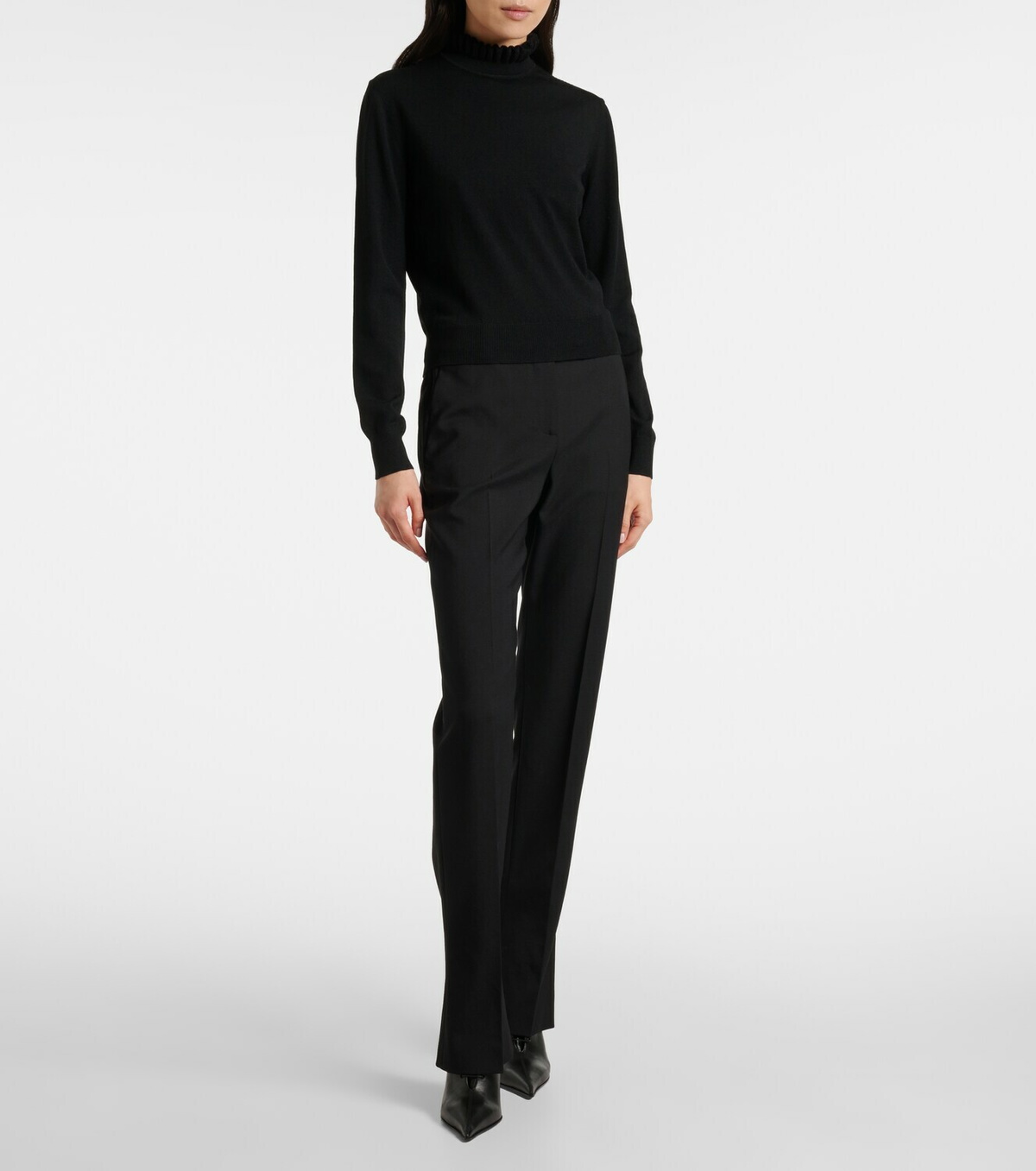 McQueen Scalloped wool-blend sweater