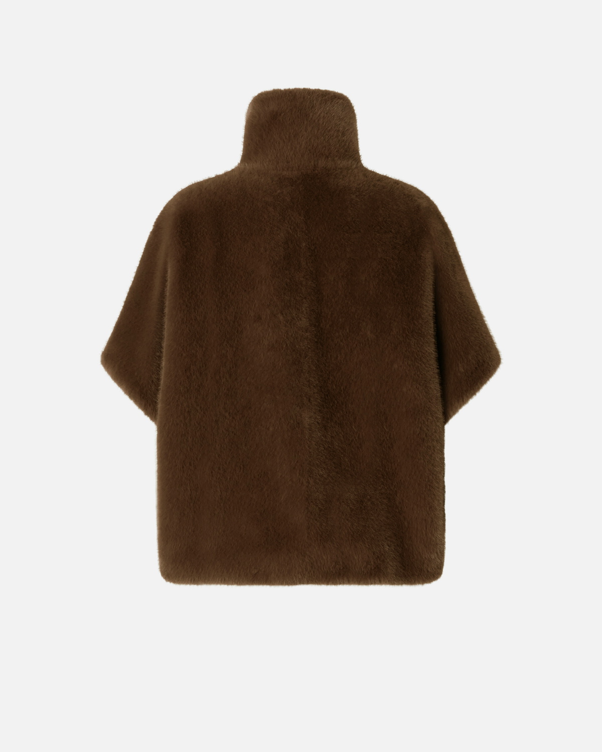 Pinko Cape Coat In Mink Effect Faux Fur Beige Intense