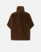 Pinko Cape Coat In Mink Effect Faux Fur Beige Intense