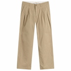Norse Projects Men's Hestur Relaxed Twill Pleated Trousers in Light Khaki