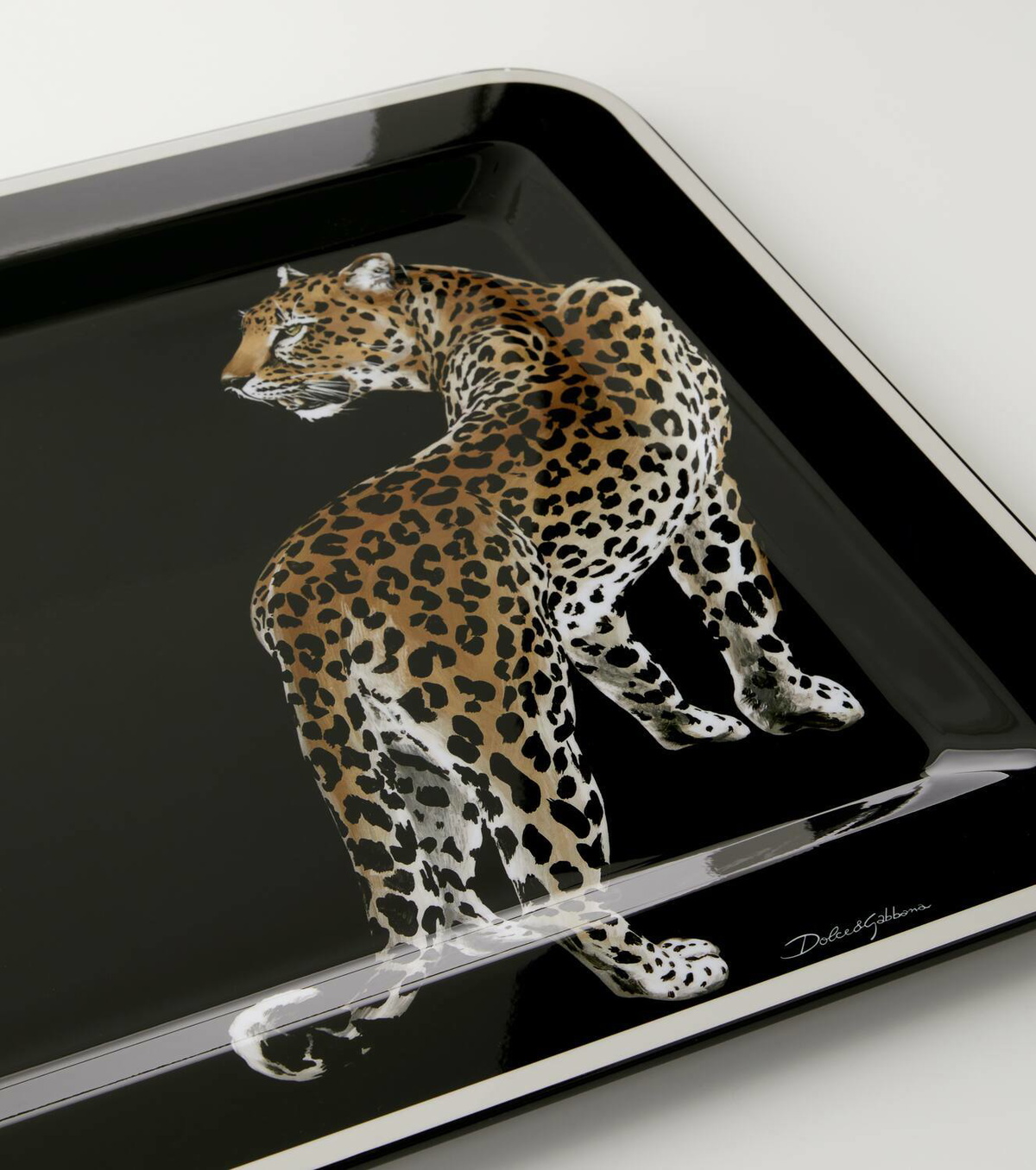 Dolce&Gabbana Casa Double Leopardo Medium wooden tray
