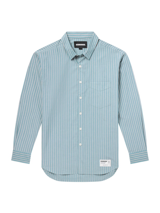 Photo: Neighborhood - Striped Cotton and Lyocell-Blend Poplin Shirt - Blue