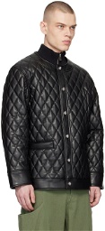 CALVINLUO Black Padded Faux-Leather Jacket