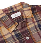 Mr P. - Camp-Collar Checked Crinkled-Poplin Shirt - Brown