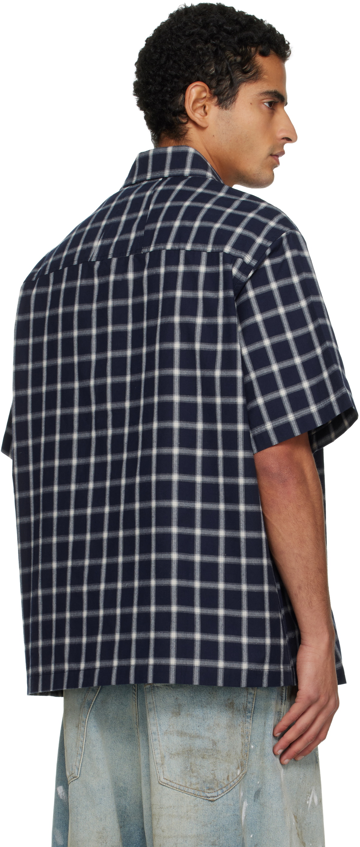 Rhude Navy Center Logo Button Up Shirt