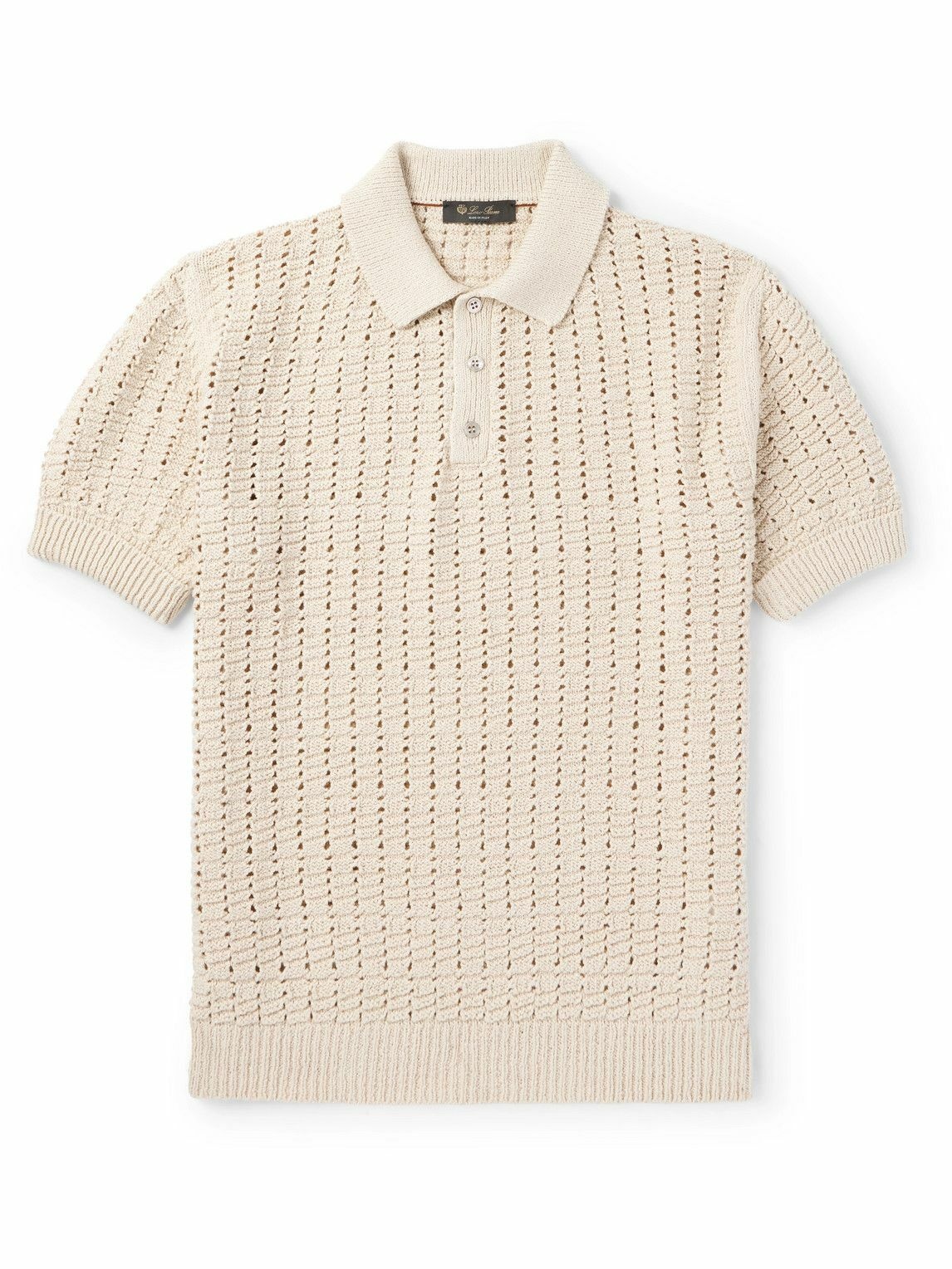 Photo: Loro Piana - Open-Knit Cotton Polo Shirt - Neutrals
