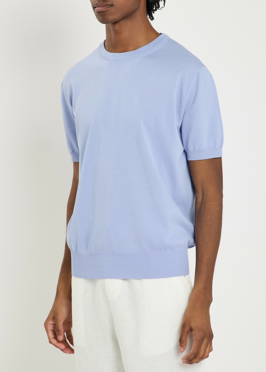 Canali Fine Cotton-knit T-shirt Light Blue