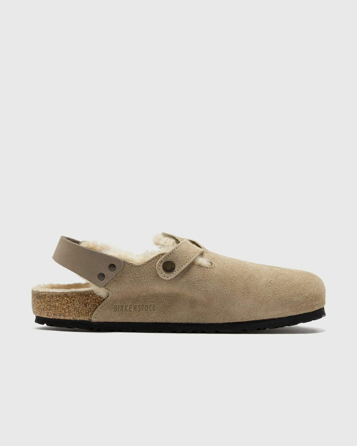 Birkenstock Tokio Shearling Suede Leather/Fur Brown Sandals