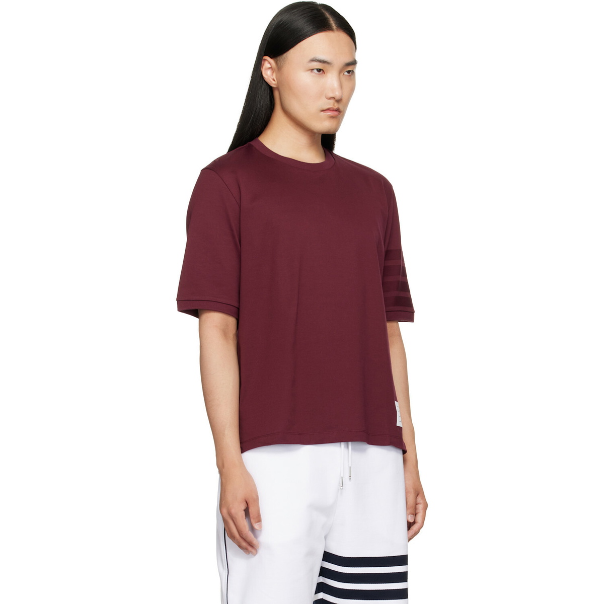 Thom Browne Burgundy Jersey Ottoman 4-Bar T-shirt