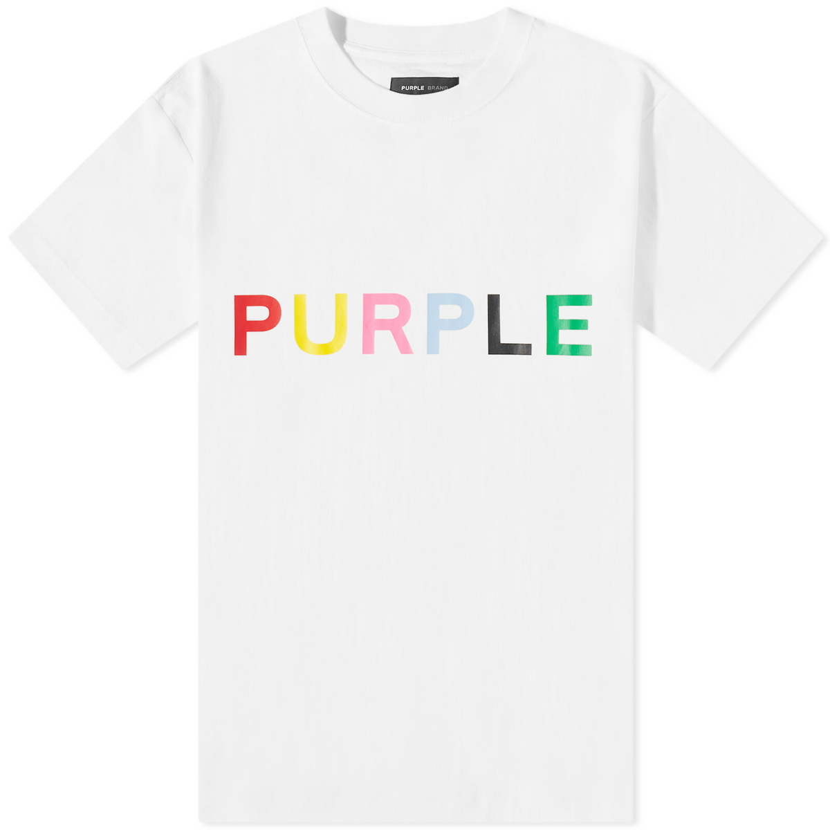 Purple Brand Men's Clean Multi Coloured Logo T-Shirt in White Purple Brand