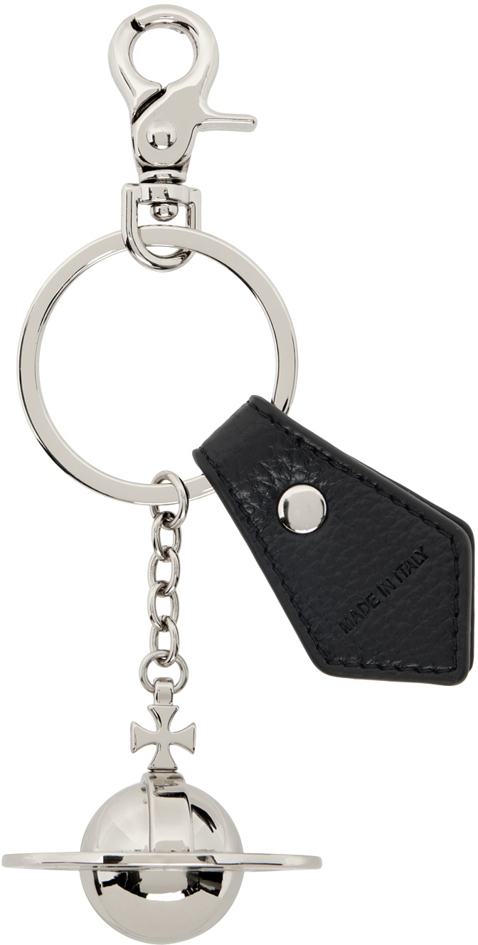 Vivienne Westwood Silver & Black 3D Orb Keychain Vivienne