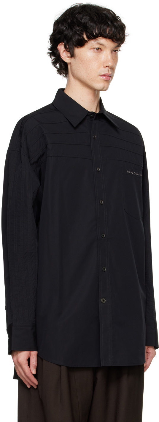 Feng Chen Wang Black Pleated Shirt