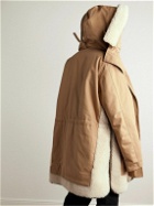 Sacai - Carhartt WIP Fleece-Trimmed Cotton and Nylon-Blend Canvas Hooded Parka - Neutrals