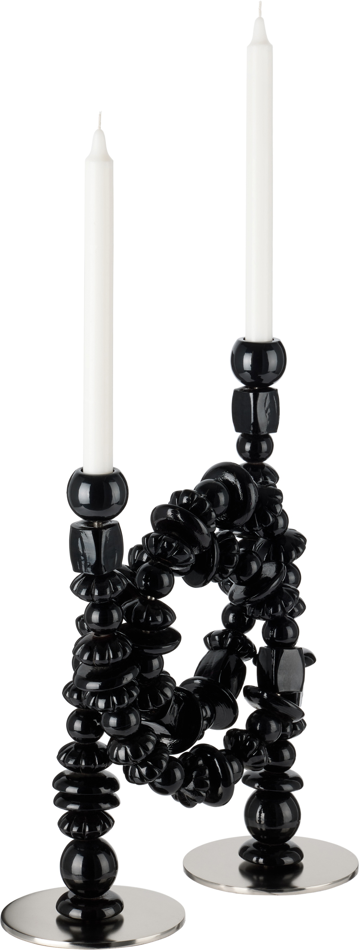 POLSPOTTEN Black & Silver Beads Candle Holders