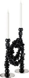 POLSPOTTEN Black & Silver Beads Candle Holders