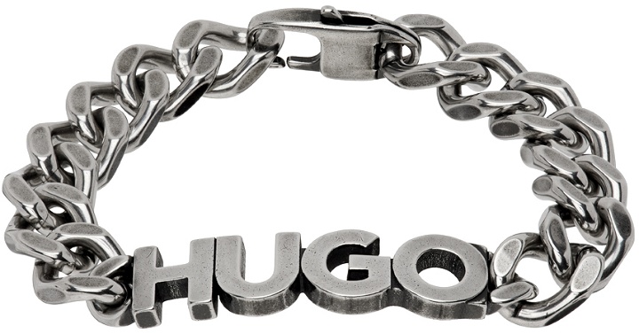 Photo: Hugo Silver Logo Plaque Bracelet