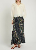 Rixo Emelin Floral-appliquéd Silk Blouse Ivory