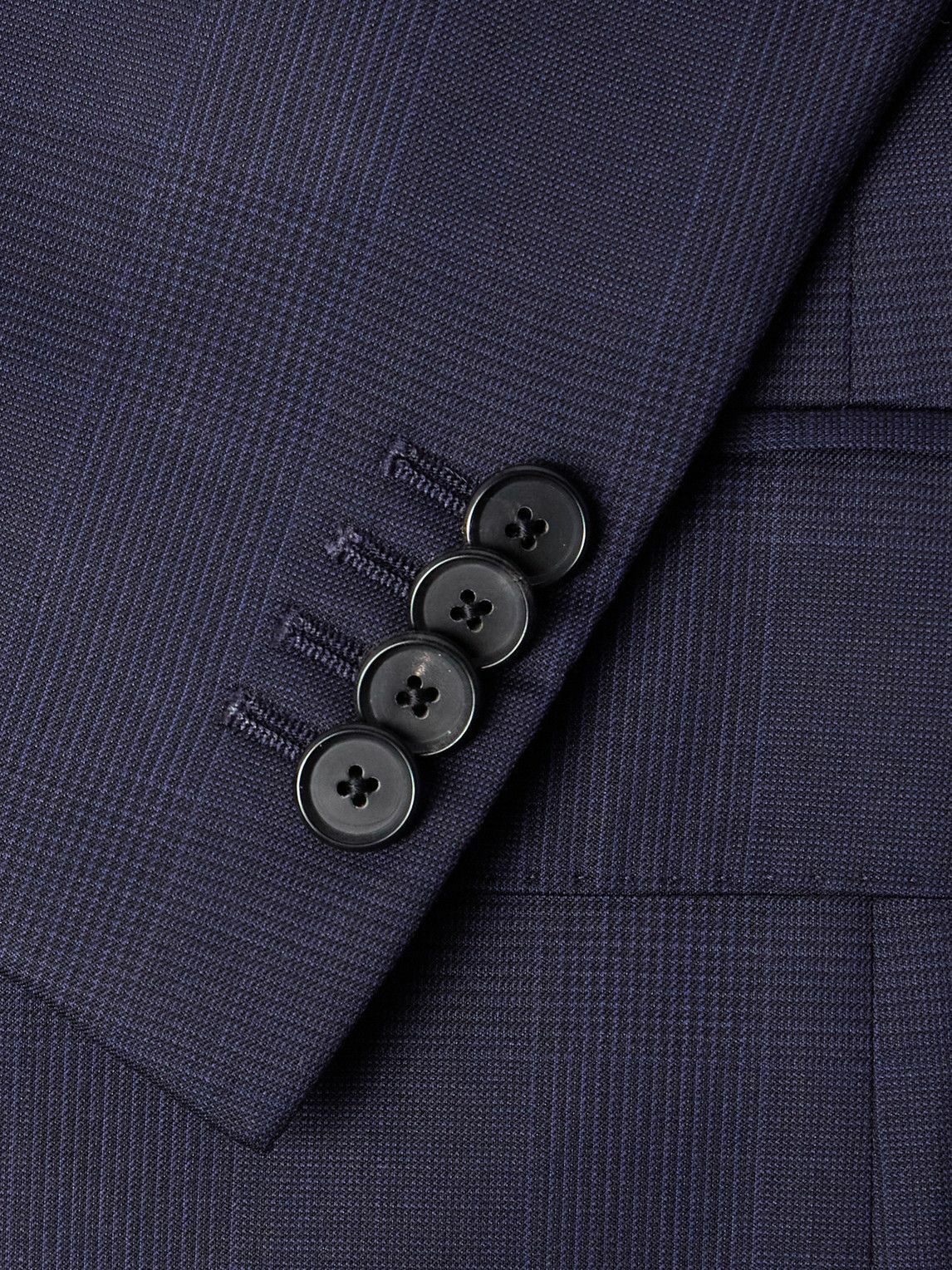 Caruso - Prince of Wales Checked Wool Suit Jacket - Blue