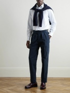 Rubinacci - Manny Straight-Leg Pleated Cotton-Twill Trousers - Blue