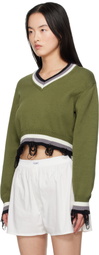Ottolinger Green Cropped V-neck Sweater