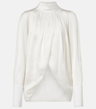 Balmain Draped silk satin blouse