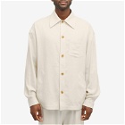 GCDS Men's Linen Overshirt in Off White