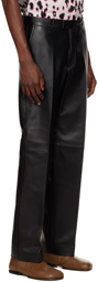 Dries Van Noten Black Paneled Leather Trousers