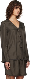 Róhe Brown Pankou Closure Silk Blouse