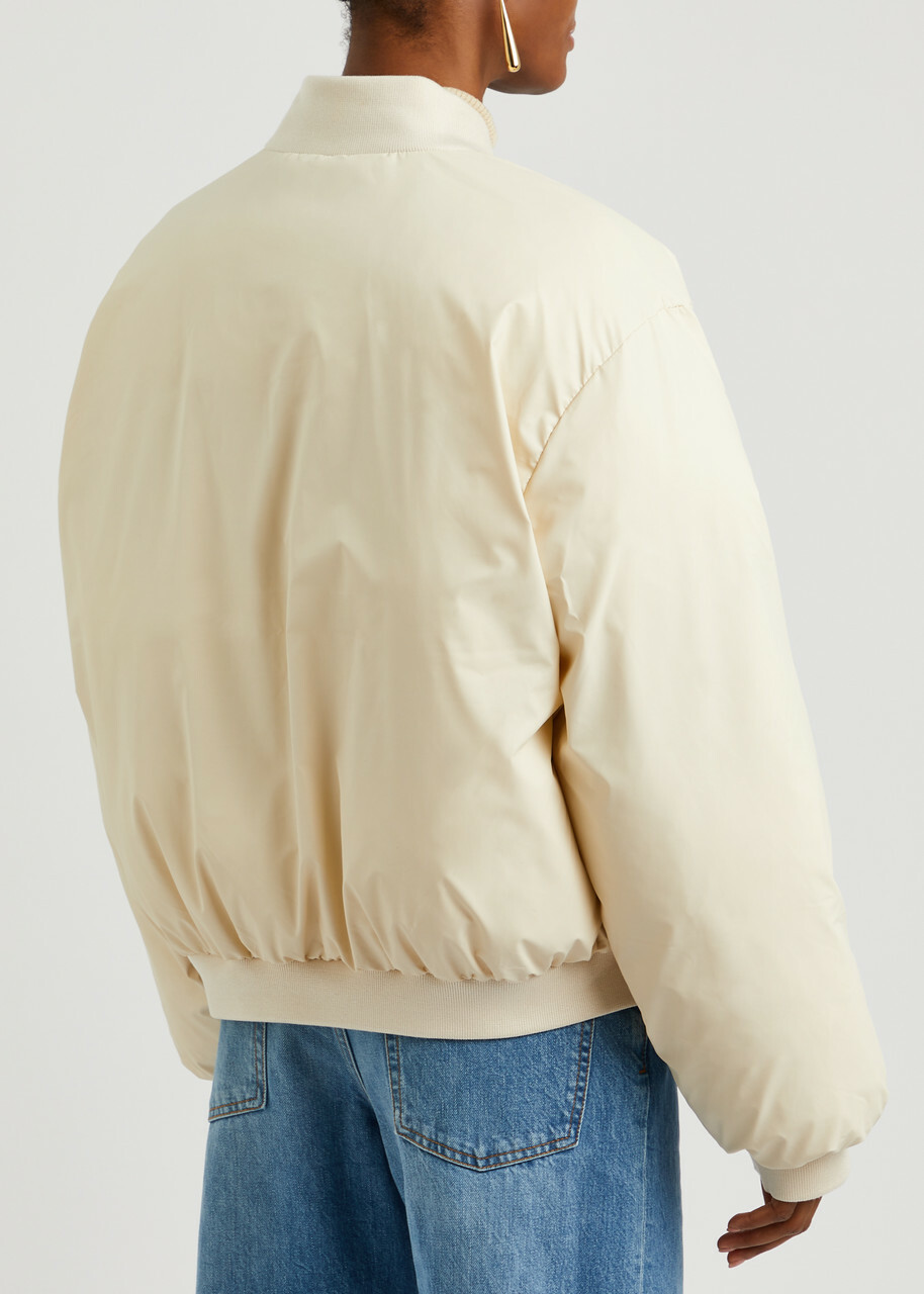 Meotine Sol Faux Leather Bomber Jacket Cream