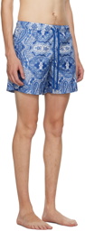 Moncler Blue Bandana Print Swim Shorts