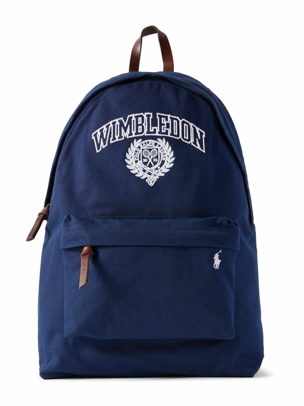 Photo: Polo Ralph Lauren - Wimbledon Leather-Trimmed Logo-Embroidered Canvas Backpack